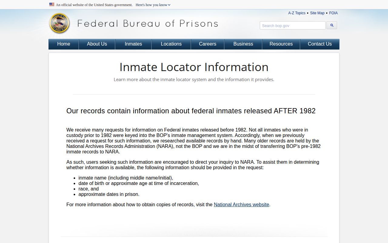 Federal BOP release record explanation for Cobb County cases
