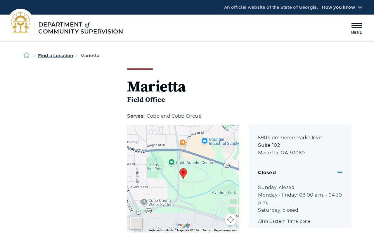 DCS Marietta Field Office for Cobb County post-release supervision