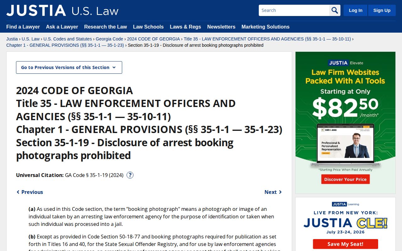Cobb County released inmate mugshots Georgia booking photo restriction